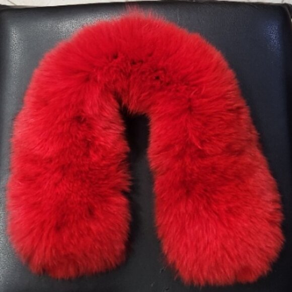 💥STUNNING!💥VTG 100% Lamb Leather, Genuine Fox & Rabbit Fur Cape Vest in Red - Picture 16 of 16